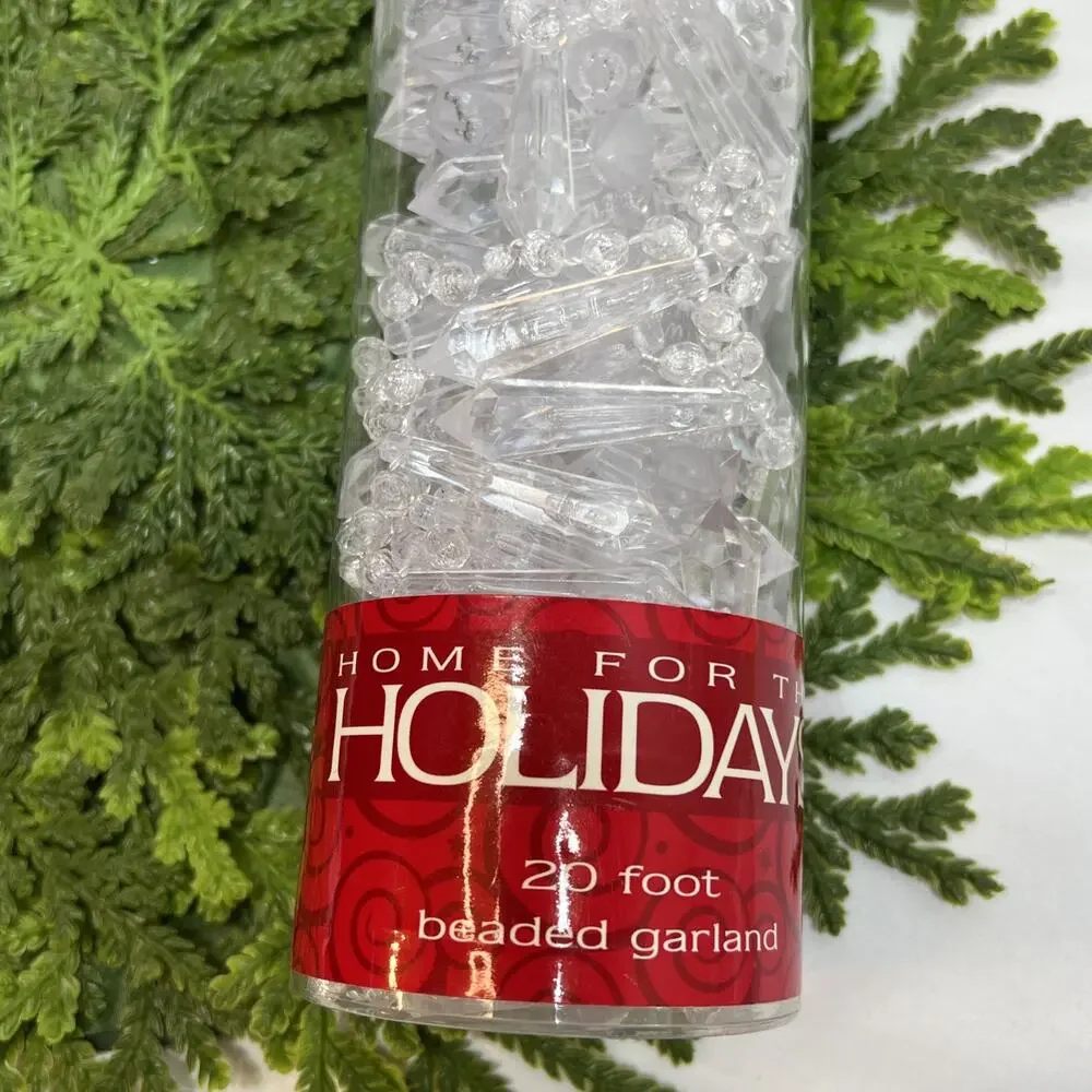 Vintage Home For The Holidays Beaded Icicle Faux Glass Crystal Plastic 2003 20ft